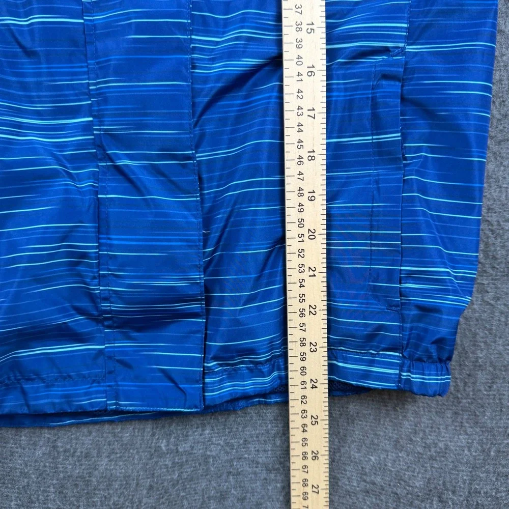 Eddie Bauer Windbreaker Jacket Kids L (14/16) Blue Striped Hooded Mesh‎ Lined